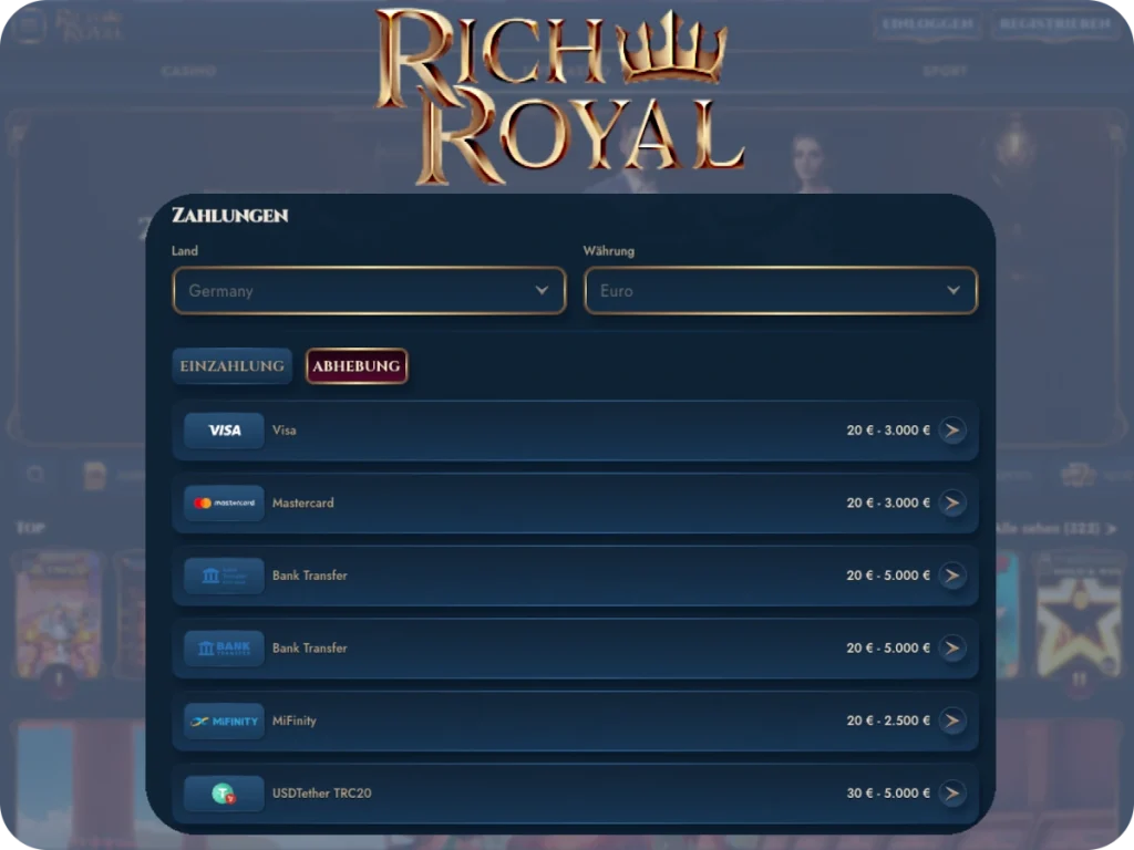Rich Royal Abhebung