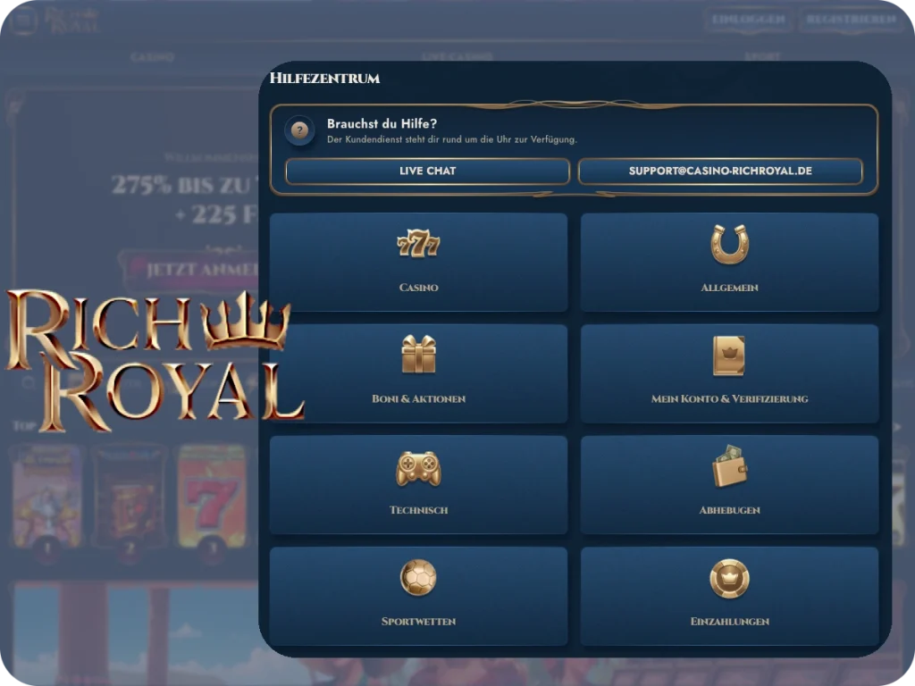 Rich Royal Casino Support